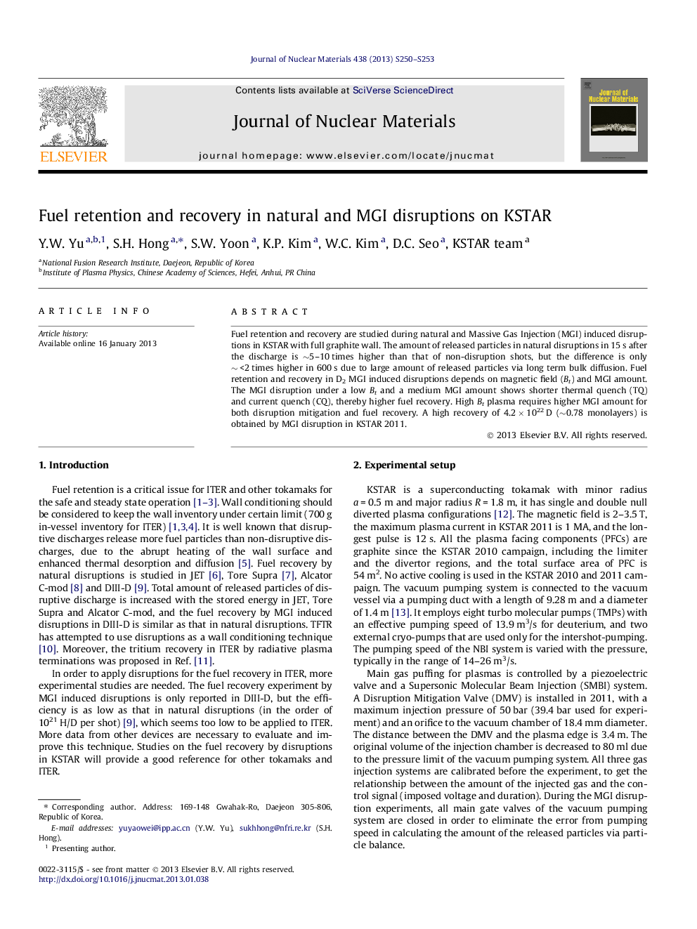 Fuel retention and recovery in natural and MGI disruptions on KSTAR
