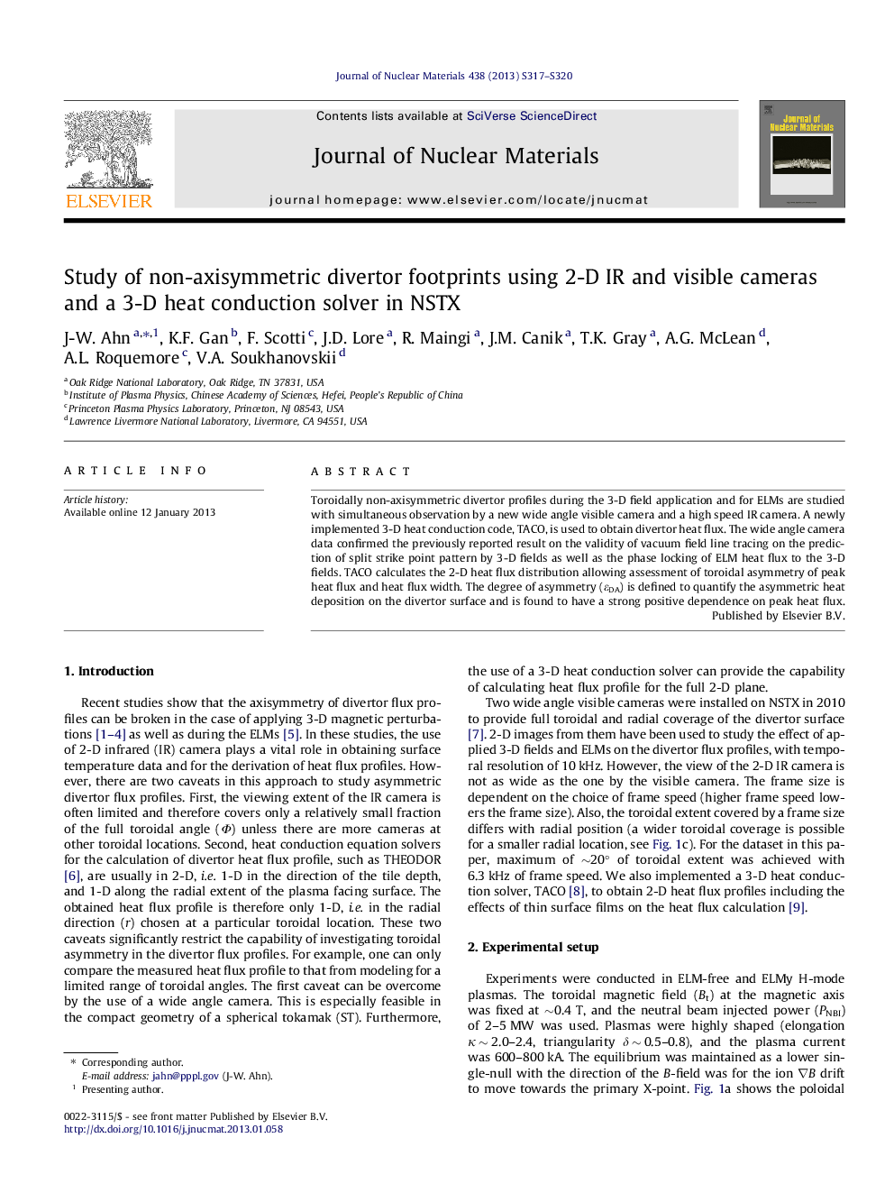 Study of non-axisymmetric divertor footprints using 2-D IR and visible cameras and a 3-D heat conduction solver in NSTX