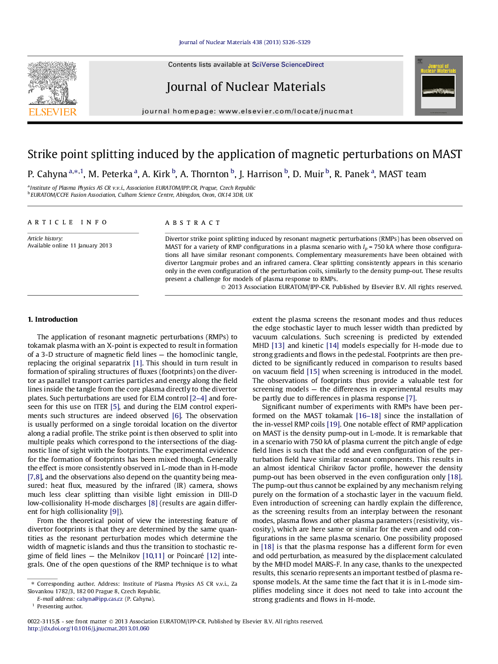 Strike point splitting induced by the application of magnetic perturbations on MAST