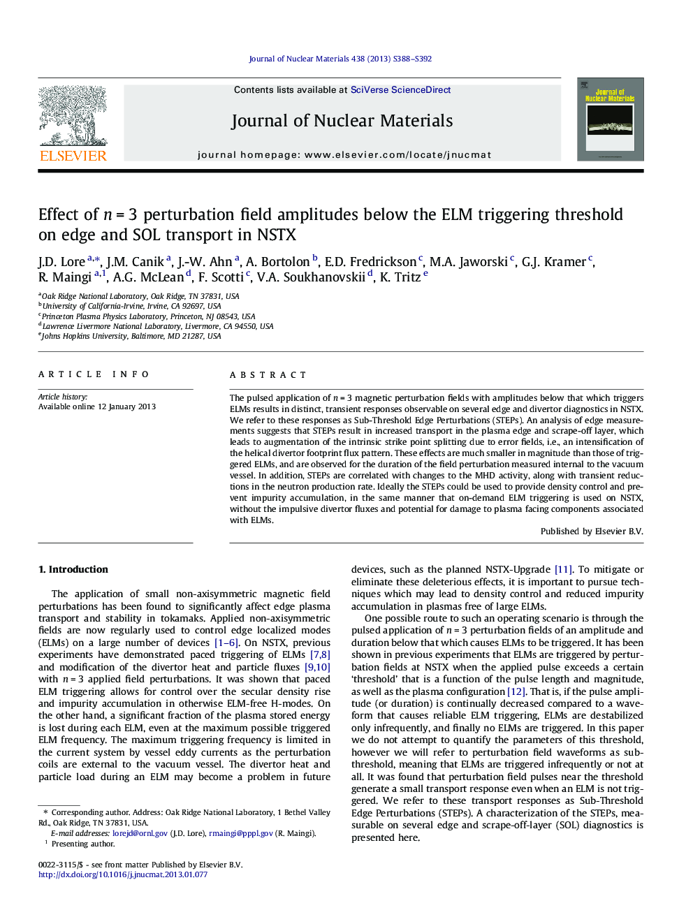 Effect of nÂ =Â 3 perturbation field amplitudes below the ELM triggering threshold on edge and SOL transport in NSTX