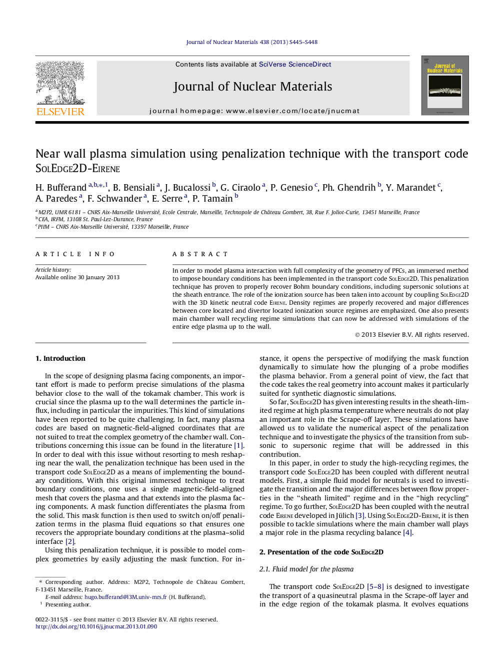 Near wall plasma simulation using penalization technique with the transport code SolEdge2D-Eirene