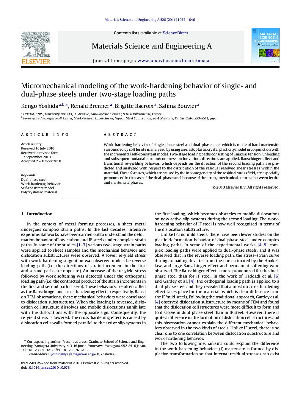 Micromechanical modeling of the work-hardening behavior of single- and dual-phase steels under two-stage loading paths