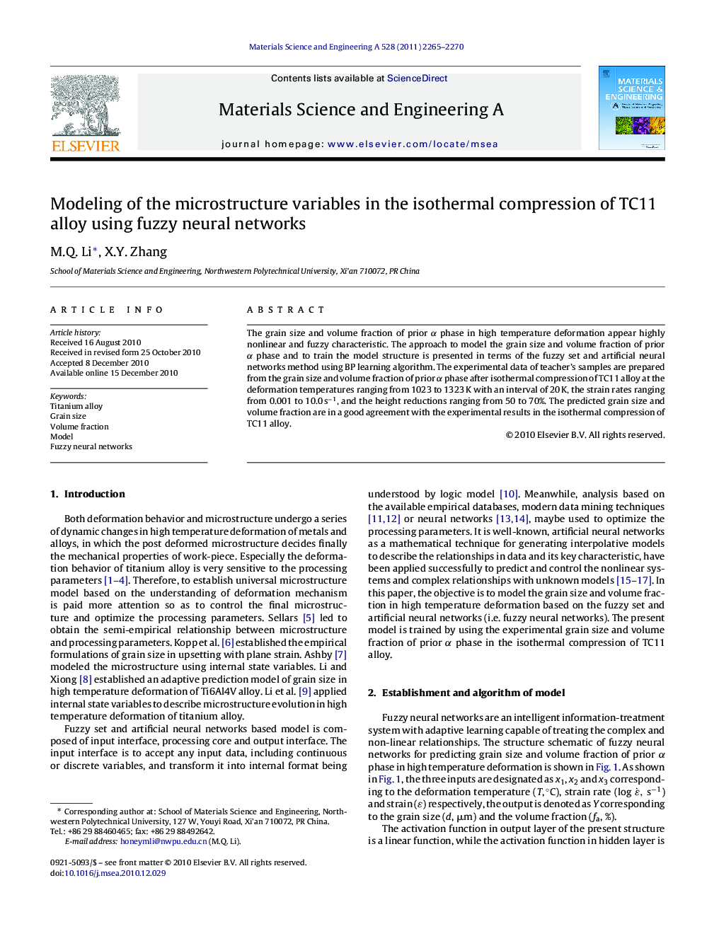 Modeling of the microstructure variables in the isothermal compression of TC11 alloy using fuzzy neural networks