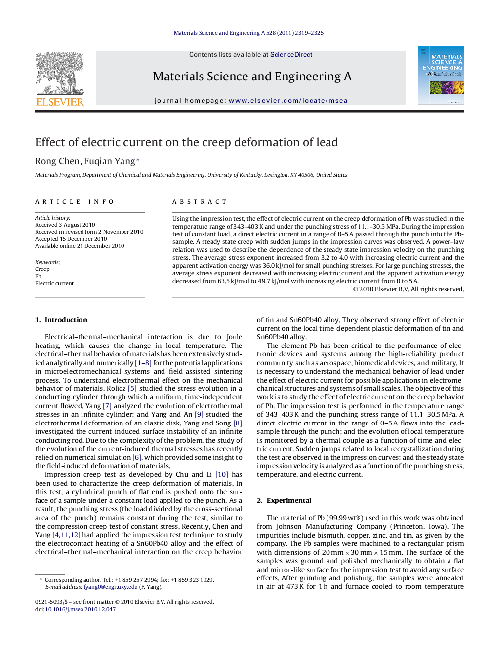 Effect of electric current on the creep deformation of lead