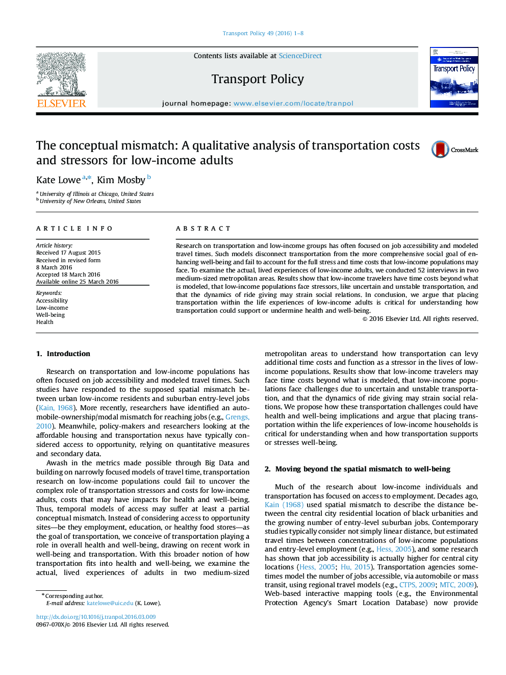 The conceptual mismatch: A qualitative analysis of transportation costs and stressors for low-income adults