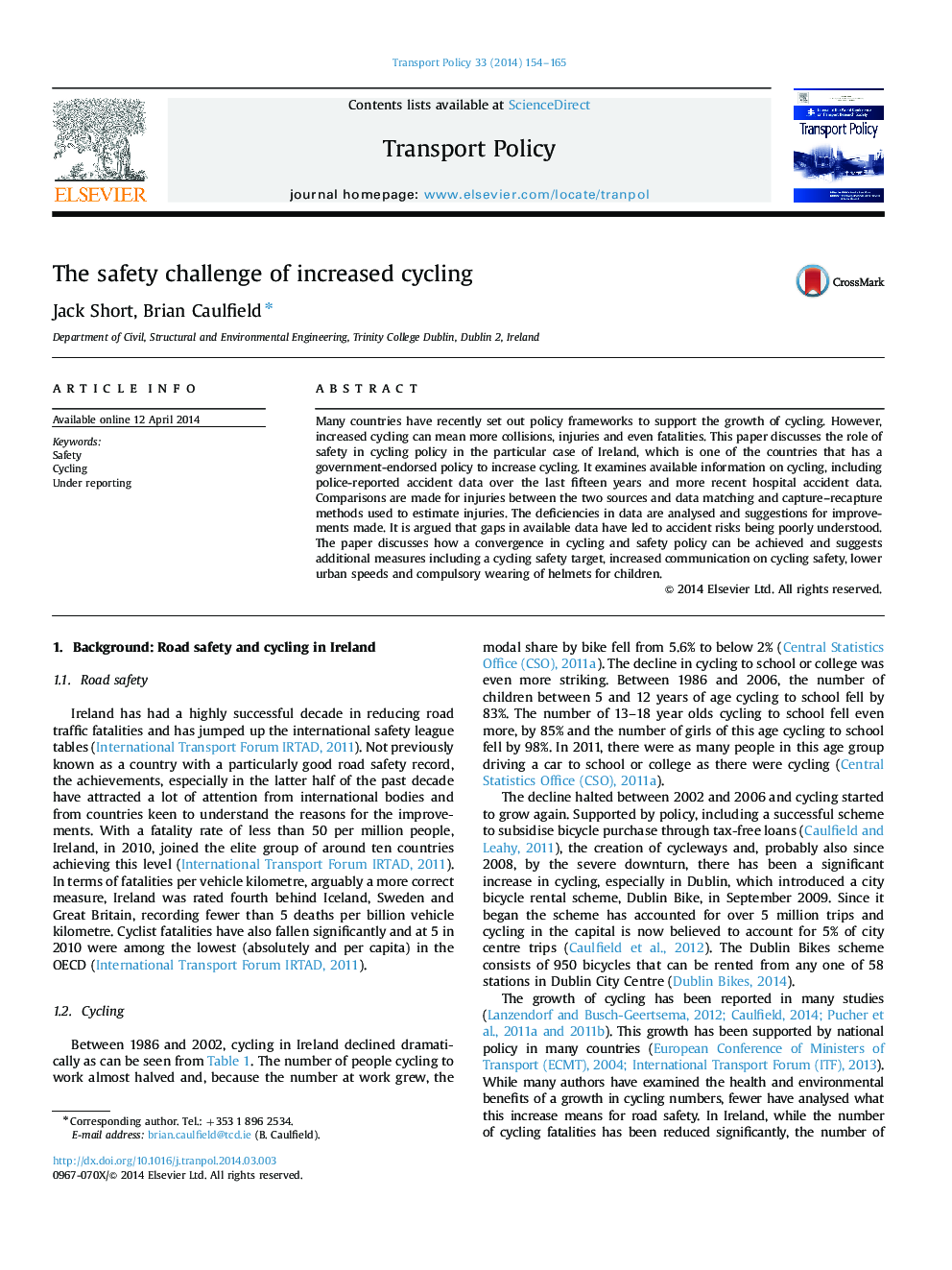 The safety challenge of increased cycling