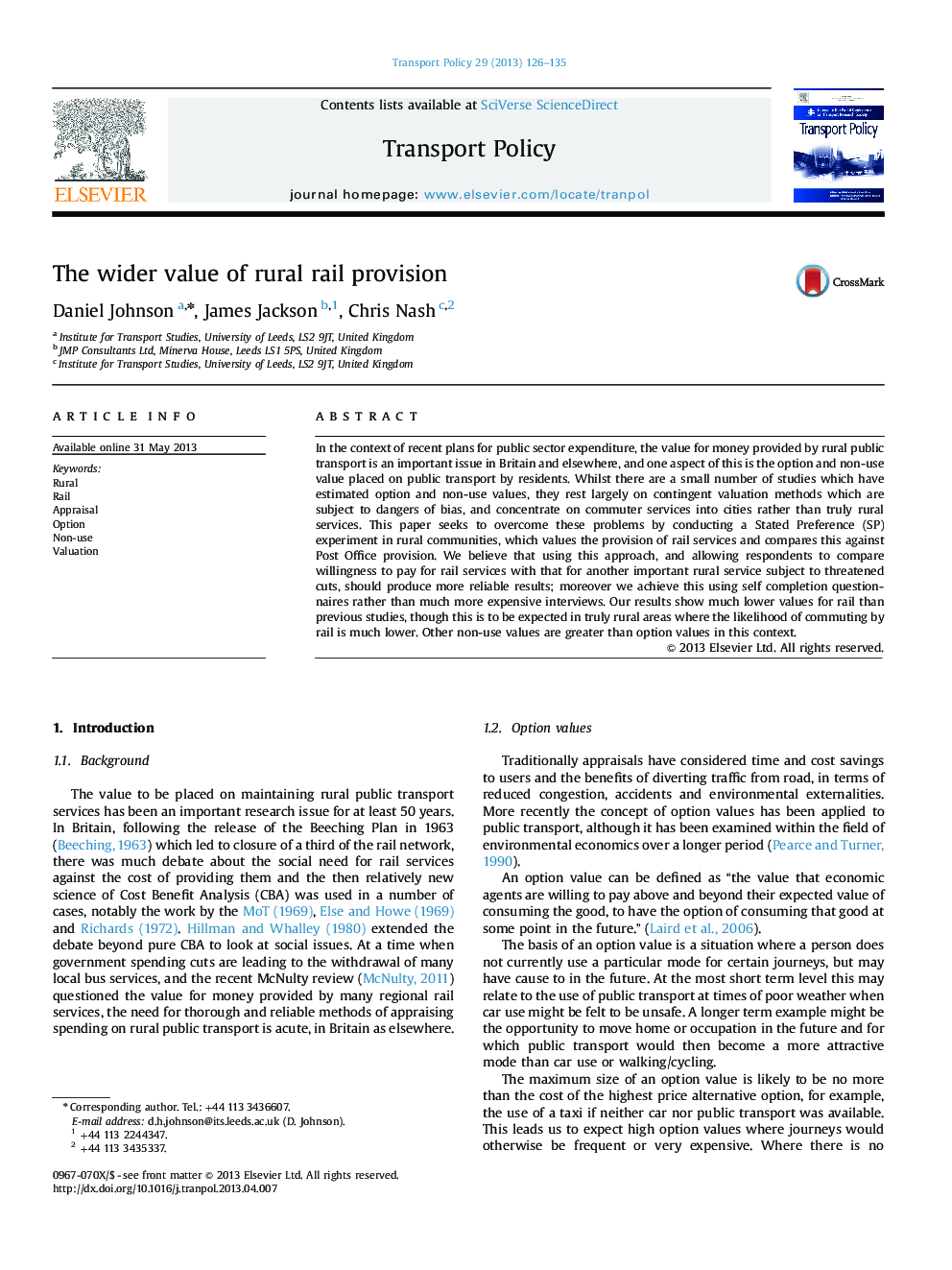 The wider value of rural rail provision