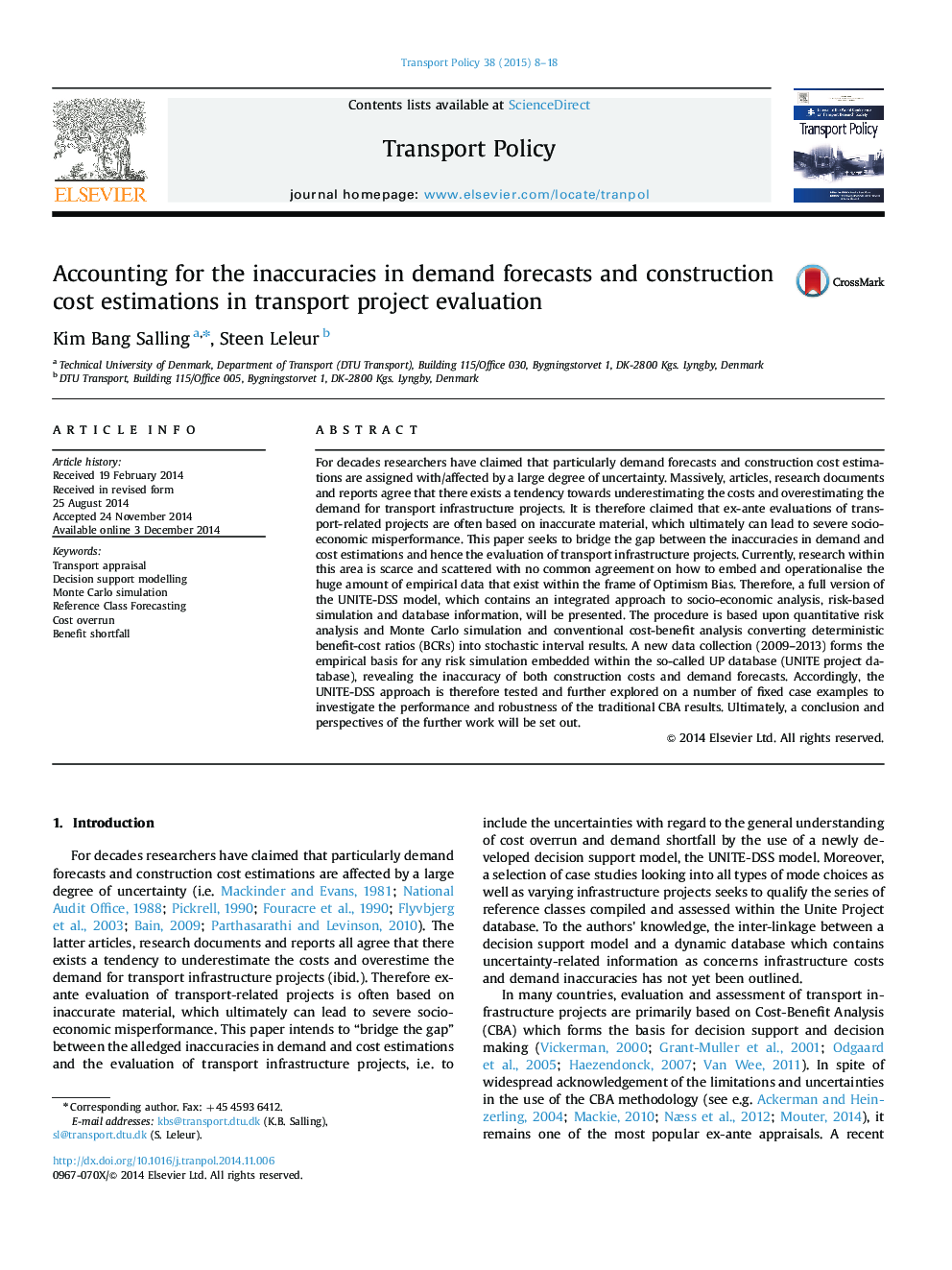 Accounting for the inaccuracies in demand forecasts and construction cost estimations in transport project evaluation