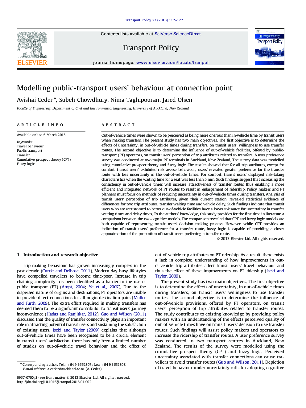 Modelling public-transport users’ behaviour at connection point