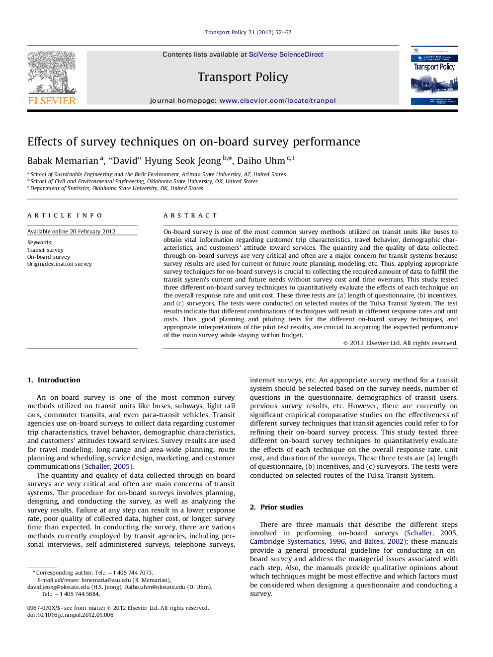 Effects of survey techniques on on-board survey performance