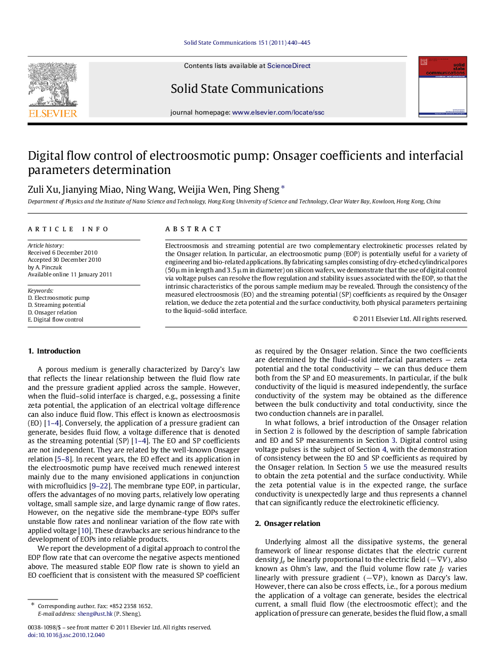 Digital flow control of electroosmotic pump: Onsager coefficients and interfacial parameters determination