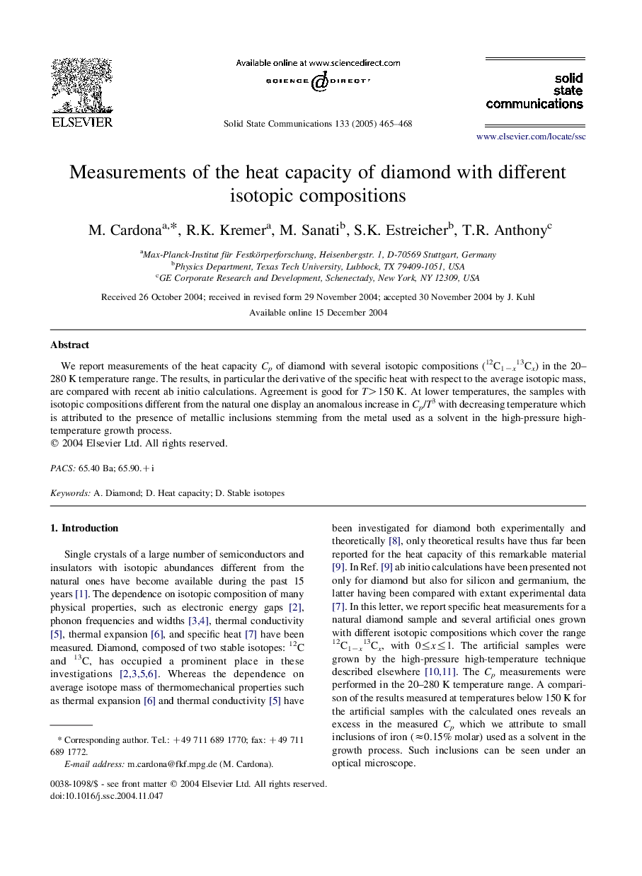 Measurements of the heat capacity of diamond with different isotopic compositions