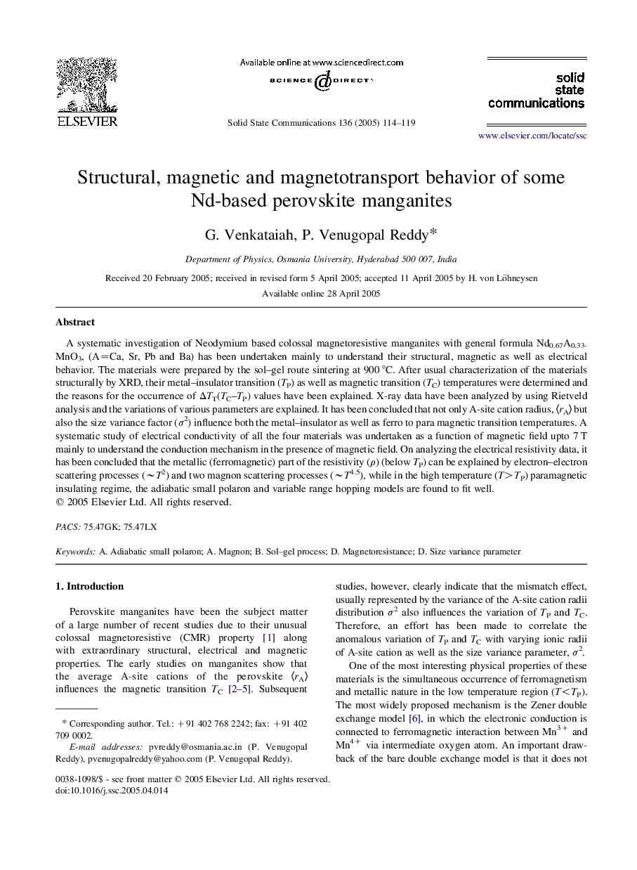 Structural, magnetic and magnetotransport behavior of some Nd-based perovskite manganites