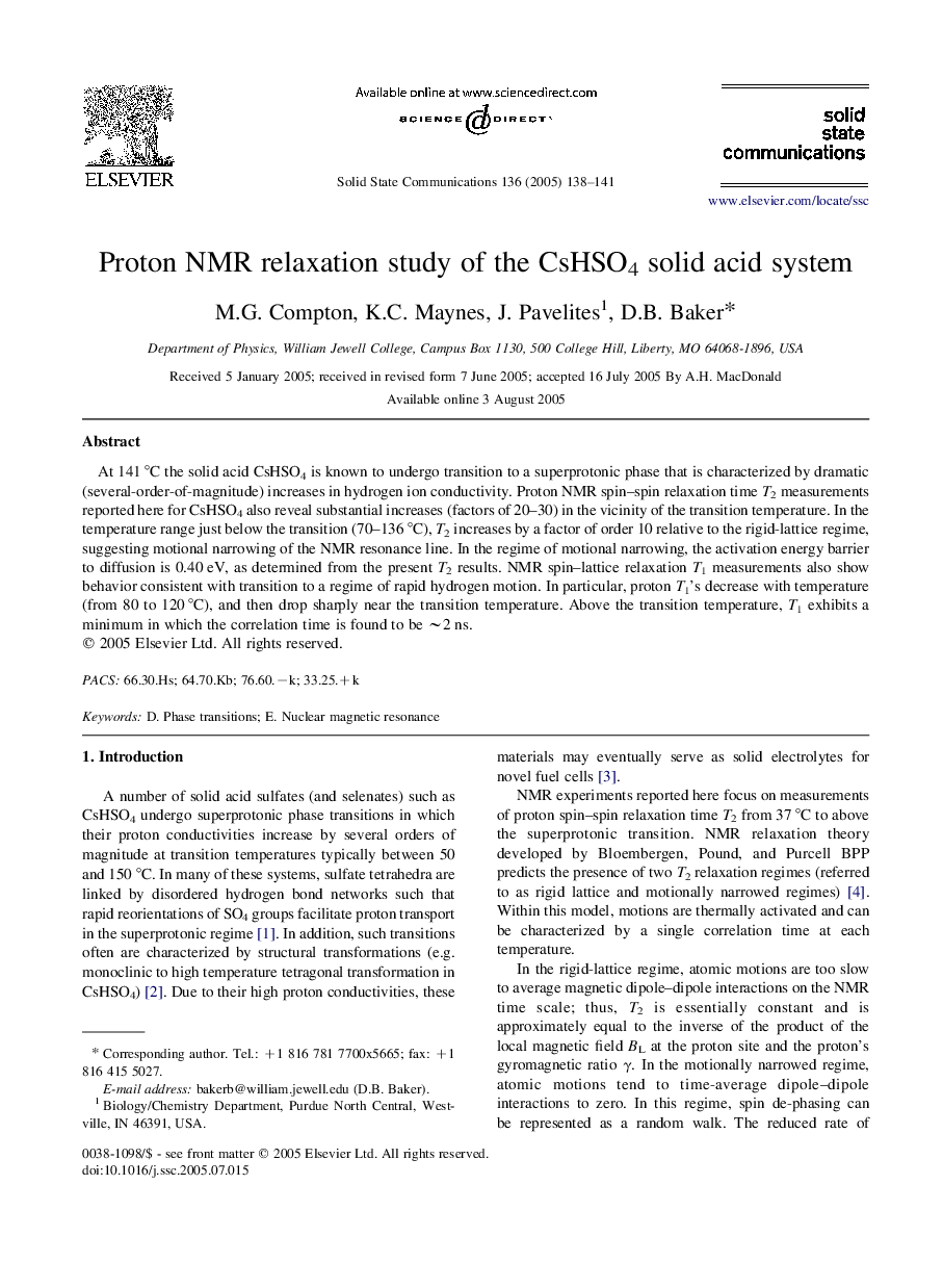 Proton NMR relaxation study of the CsHSO4 solid acid system