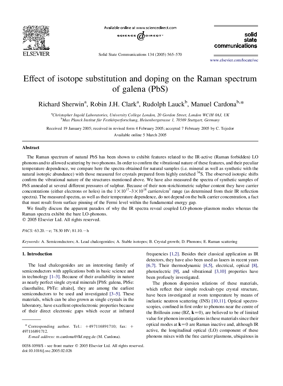 Effect of isotope substitution and doping on the Raman spectrum of galena (PbS)