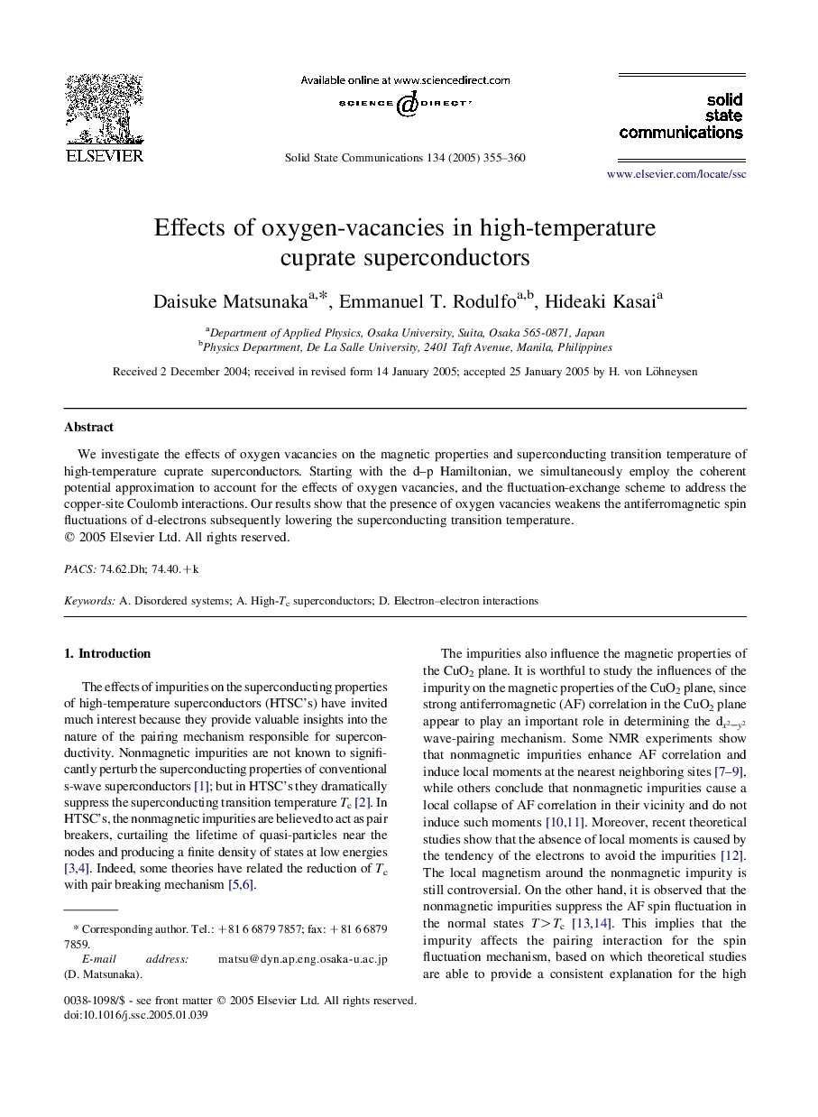 Effects of oxygen-vacancies in high-temperature cuprate superconductors