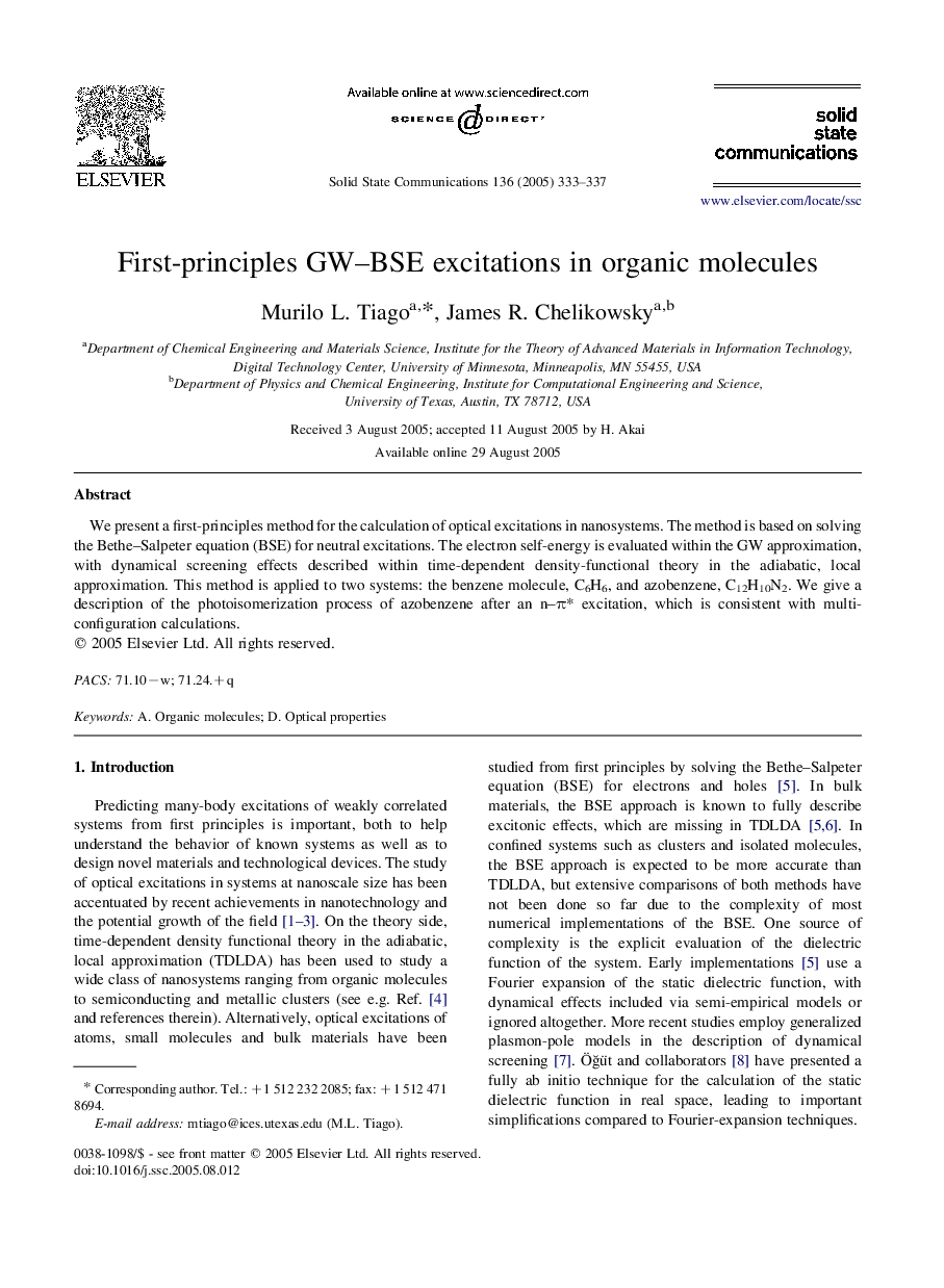 First-principles GW-BSE excitations in organic molecules