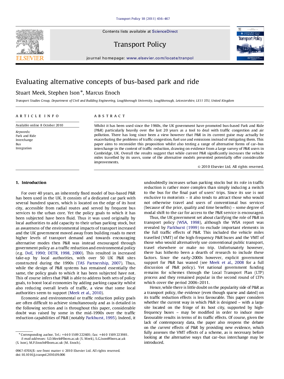 Evaluating alternative concepts of bus-based park and ride