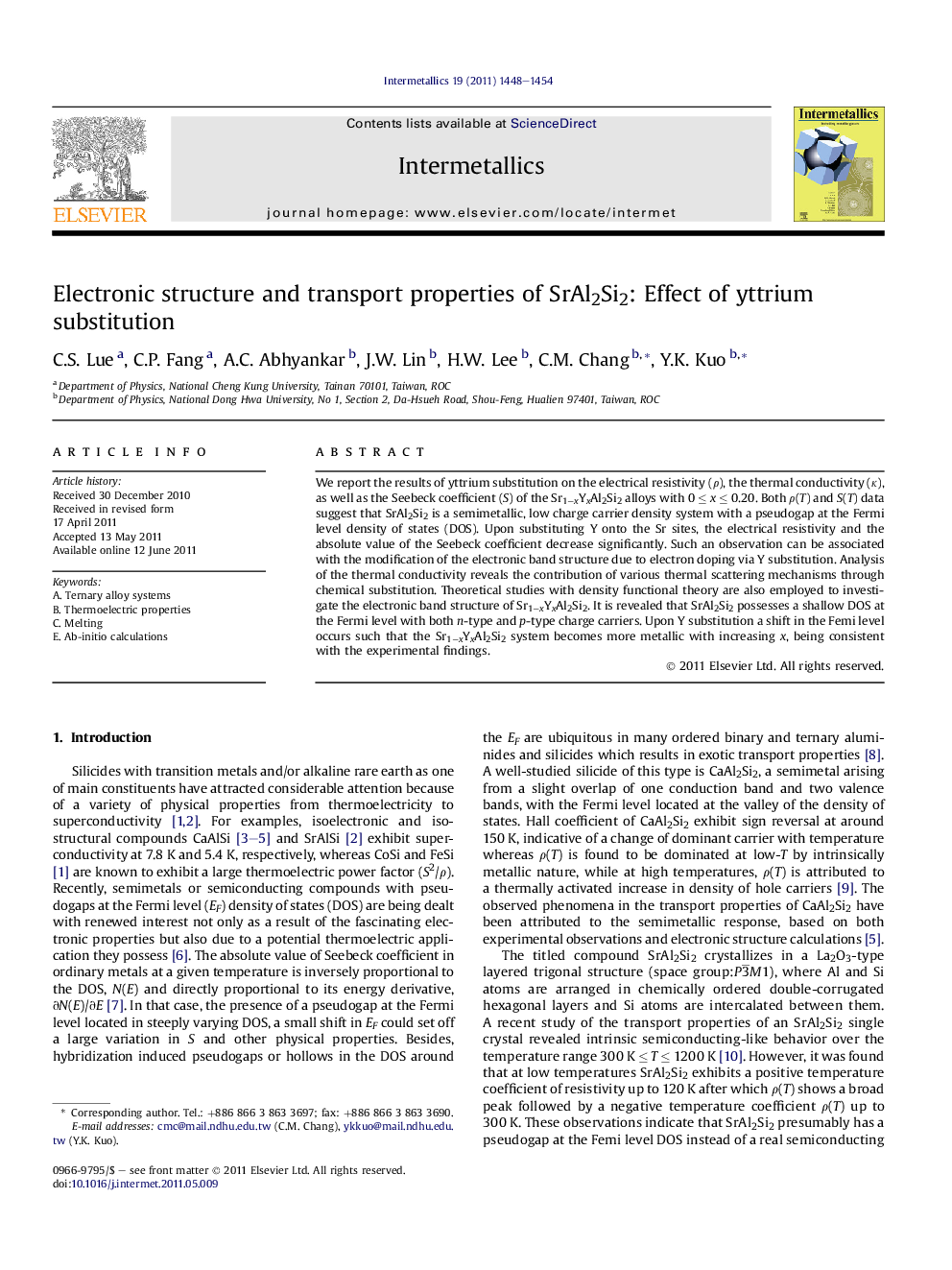 Electronic structure and transport properties of SrAl2Si2: Effect of yttrium substitution