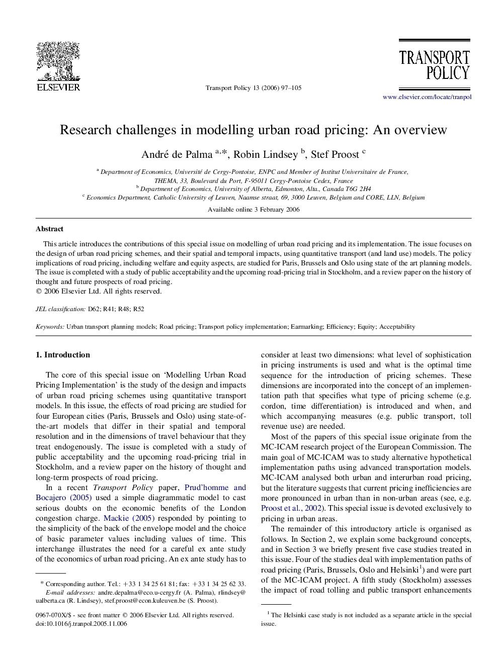 Research challenges in modelling urban road pricing: An overview