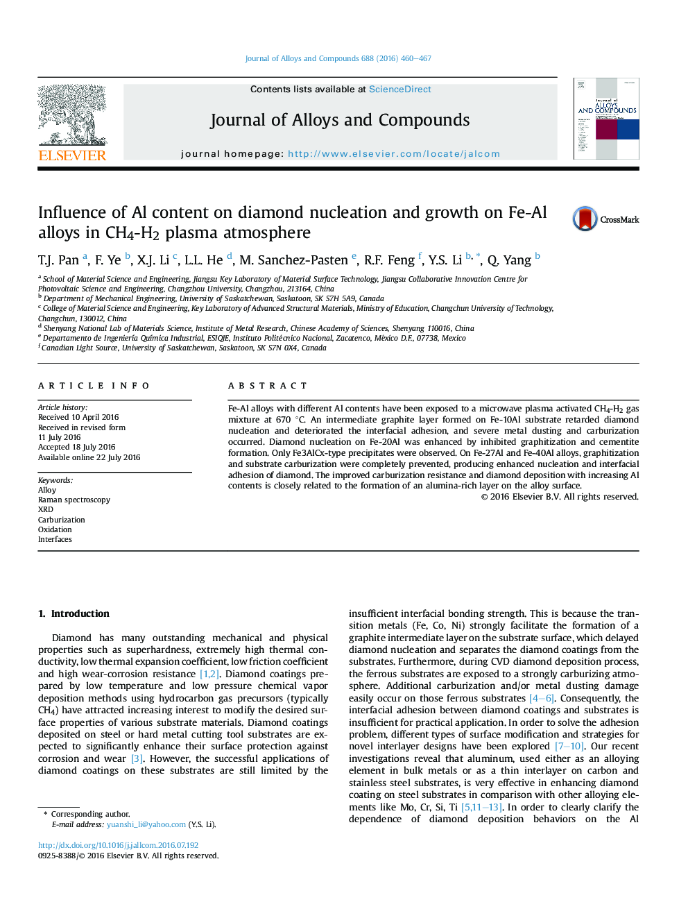 Influence of Al content on diamond nucleation and growth on Fe-Al alloys in CH4-H2 plasma atmosphere