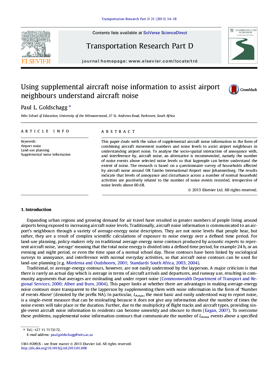 Using supplemental aircraft noise information to assist airport neighbours understand aircraft noise