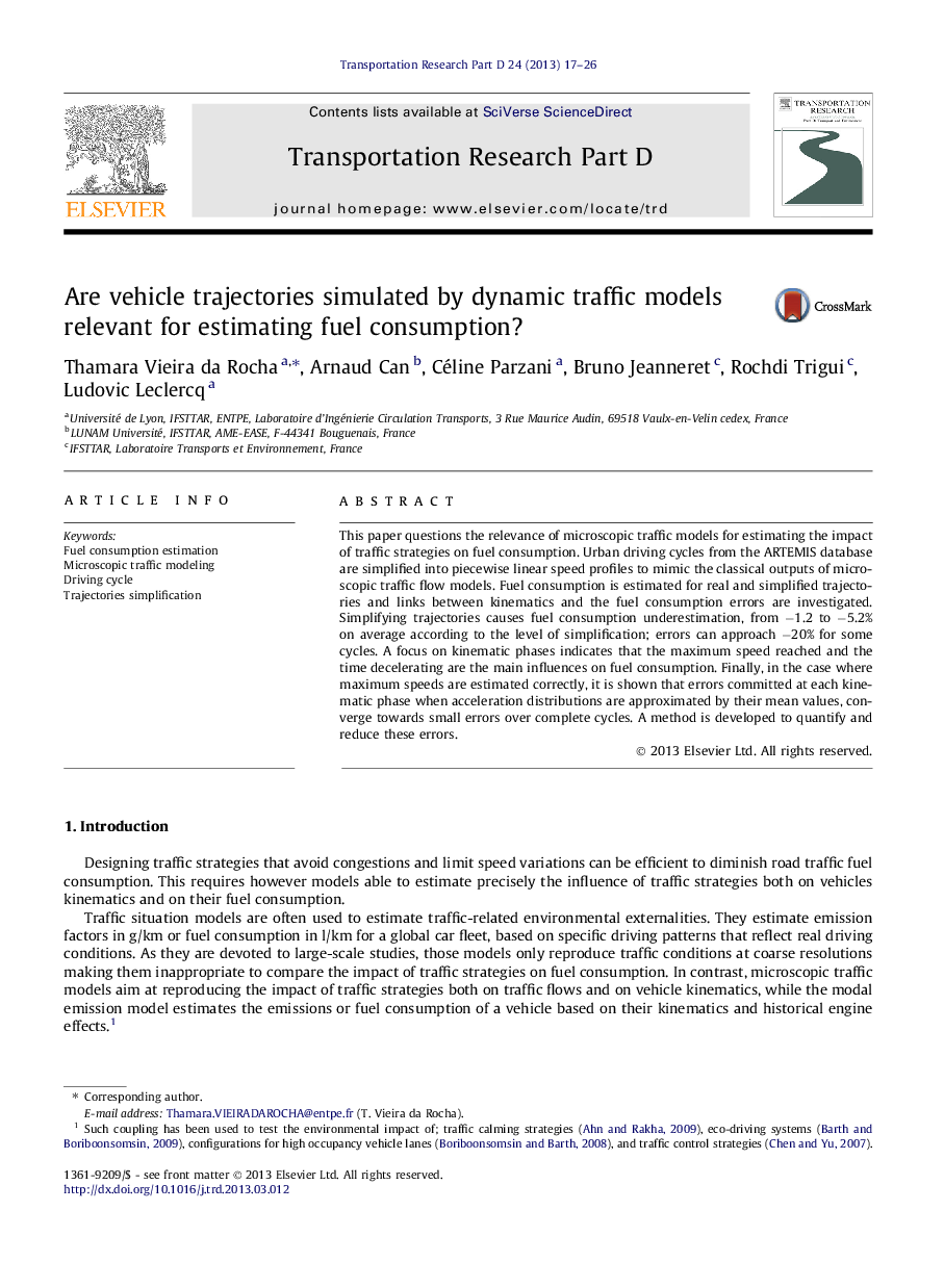 Are vehicle trajectories simulated by dynamic traffic models relevant for estimating fuel consumption?