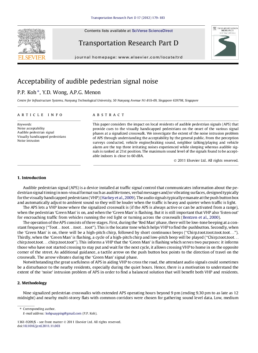 Acceptability of audible pedestrian signal noise