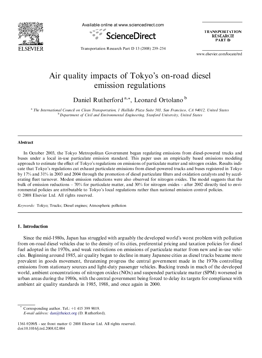 Air quality impacts of Tokyo’s on-road diesel emission regulations