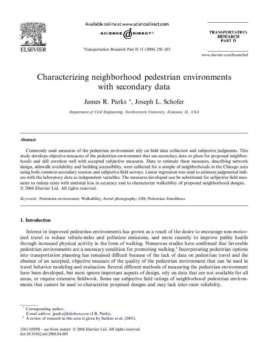 Characterizing neighborhood pedestrian environments with secondary data