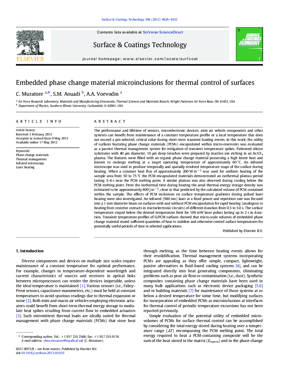 Embedded phase change material microinclusions for thermal control of surfaces