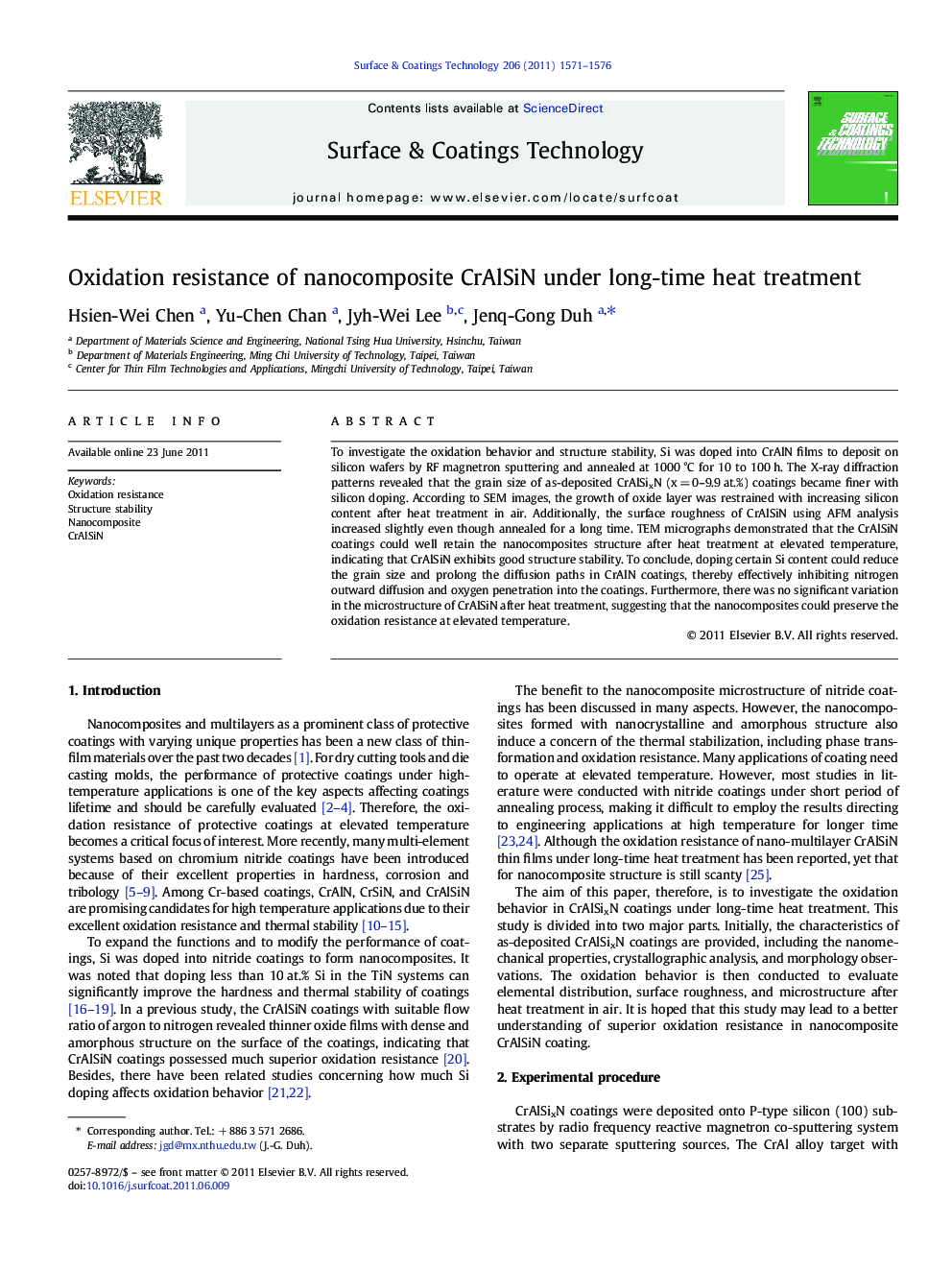 Oxidation resistance of nanocomposite CrAlSiN under long-time heat treatment