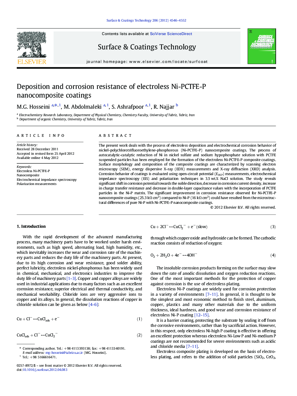Deposition and corrosion resistance of electroless Ni-PCTFE-P nanocomposite coatings