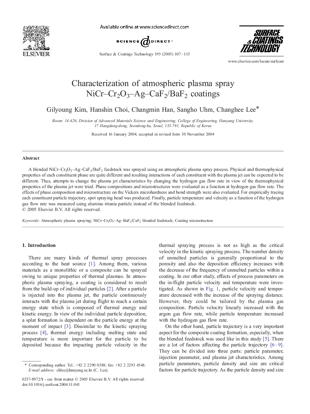 Characterization of atmospheric plasma spray NiCr-Cr2O3-Ag-CaF2/BaF2 coatings