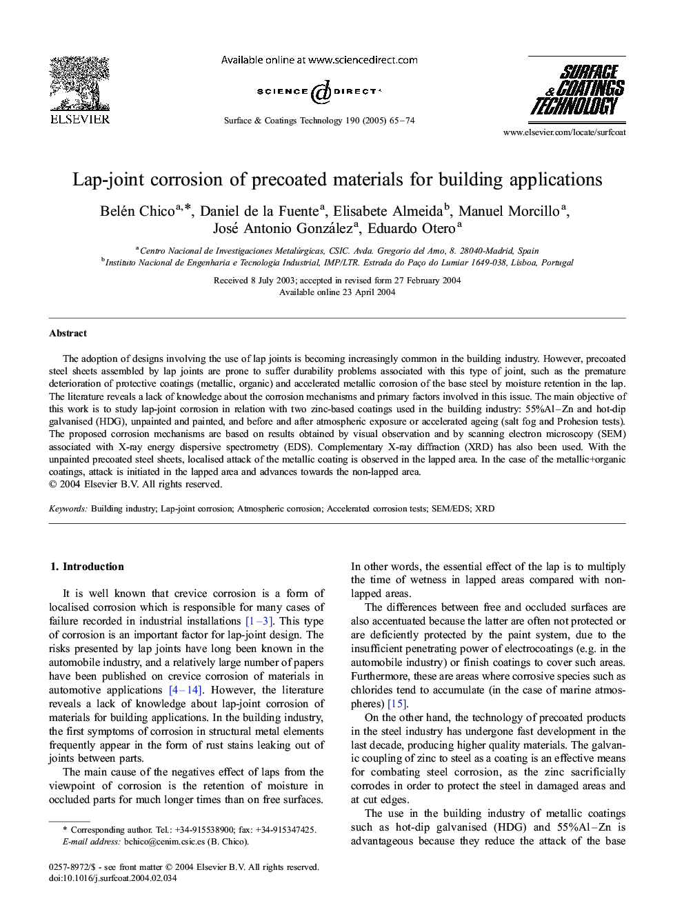 Lap-joint corrosion of precoated materials for building applications