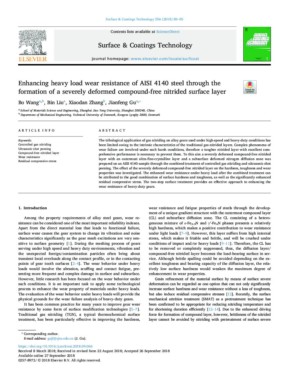 Enhancing heavy load wear resistance of AISI 4140 steel through the formation of a severely deformed compound-free nitrided surface layer