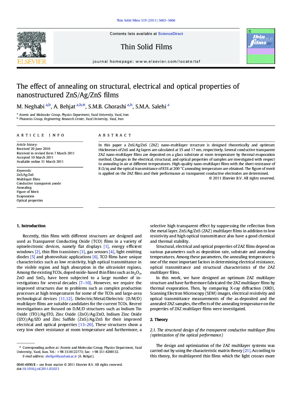 The effect of annealing on structural, electrical and optical properties of nanostructured ZnS/Ag/ZnS films