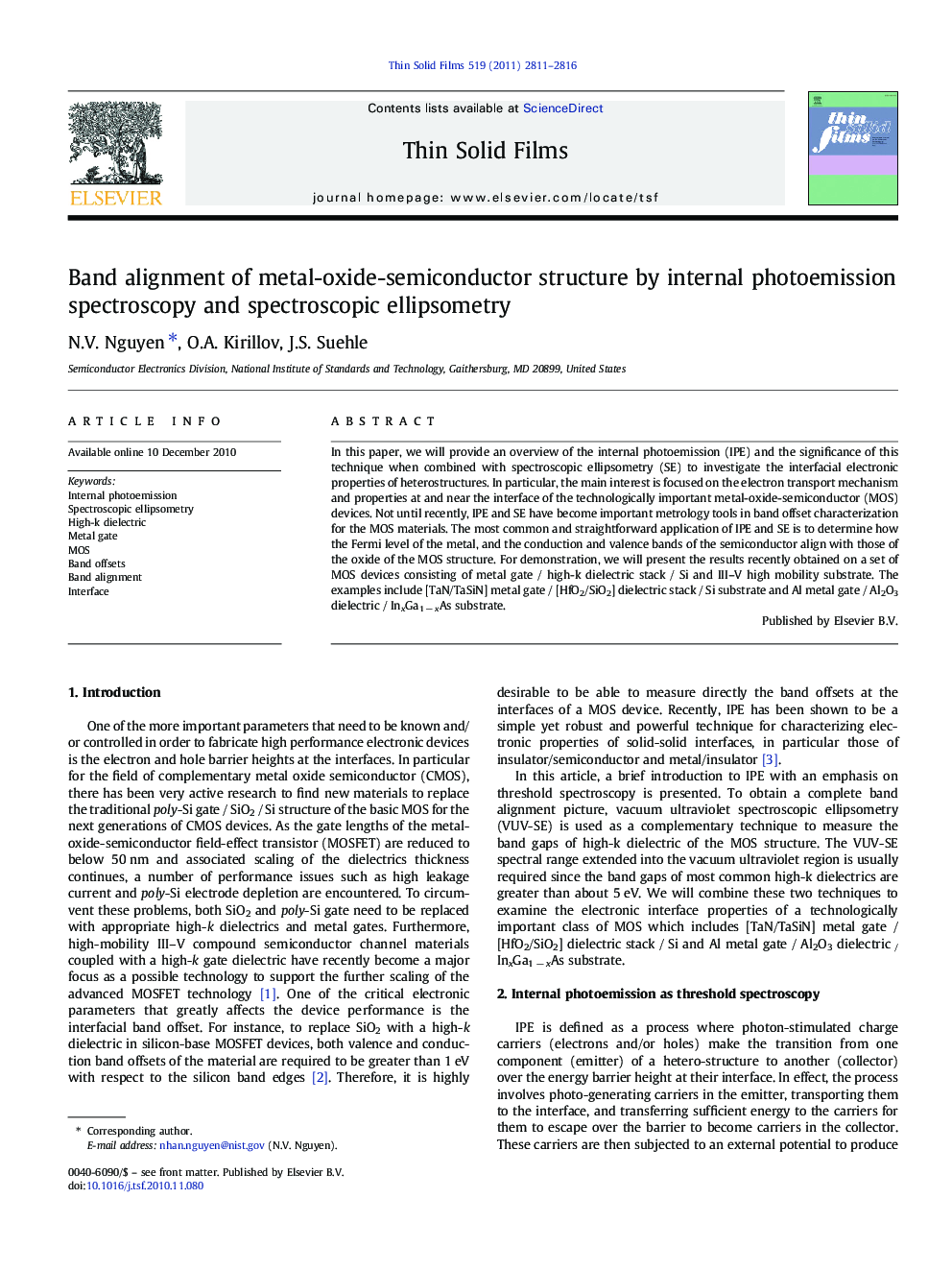 Band alignment of metal-oxide-semiconductor structure by internal photoemission spectroscopy and spectroscopic ellipsometry