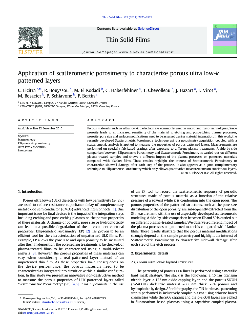 Application of scatterometric porosimetry to characterize porous ultra low-k patterned layers