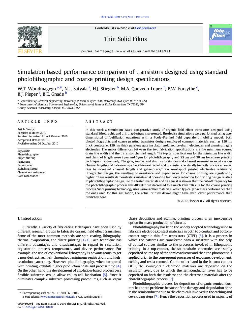 Simulation based performance comparison of transistors designed using standard photolithographic and coarse printing design specifications