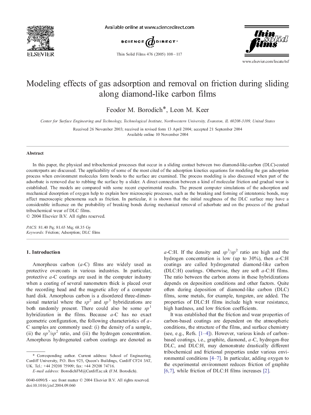 Modeling effects of gas adsorption and removal on friction during sliding along diamond-like carbon films