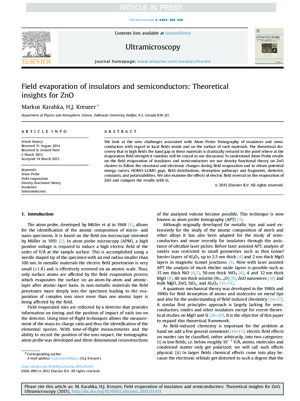 Field evaporation of insulators and semiconductors: Theoretical insights for ZnO