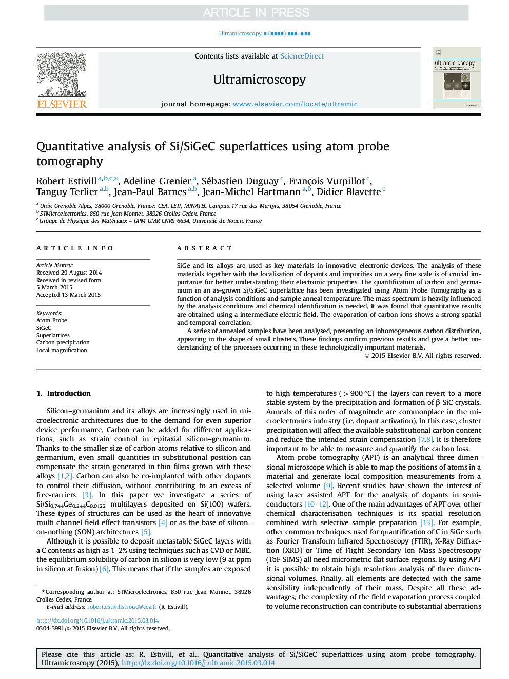 Quantitative analysis of Si/SiGeC superlattices using atom probe tomography