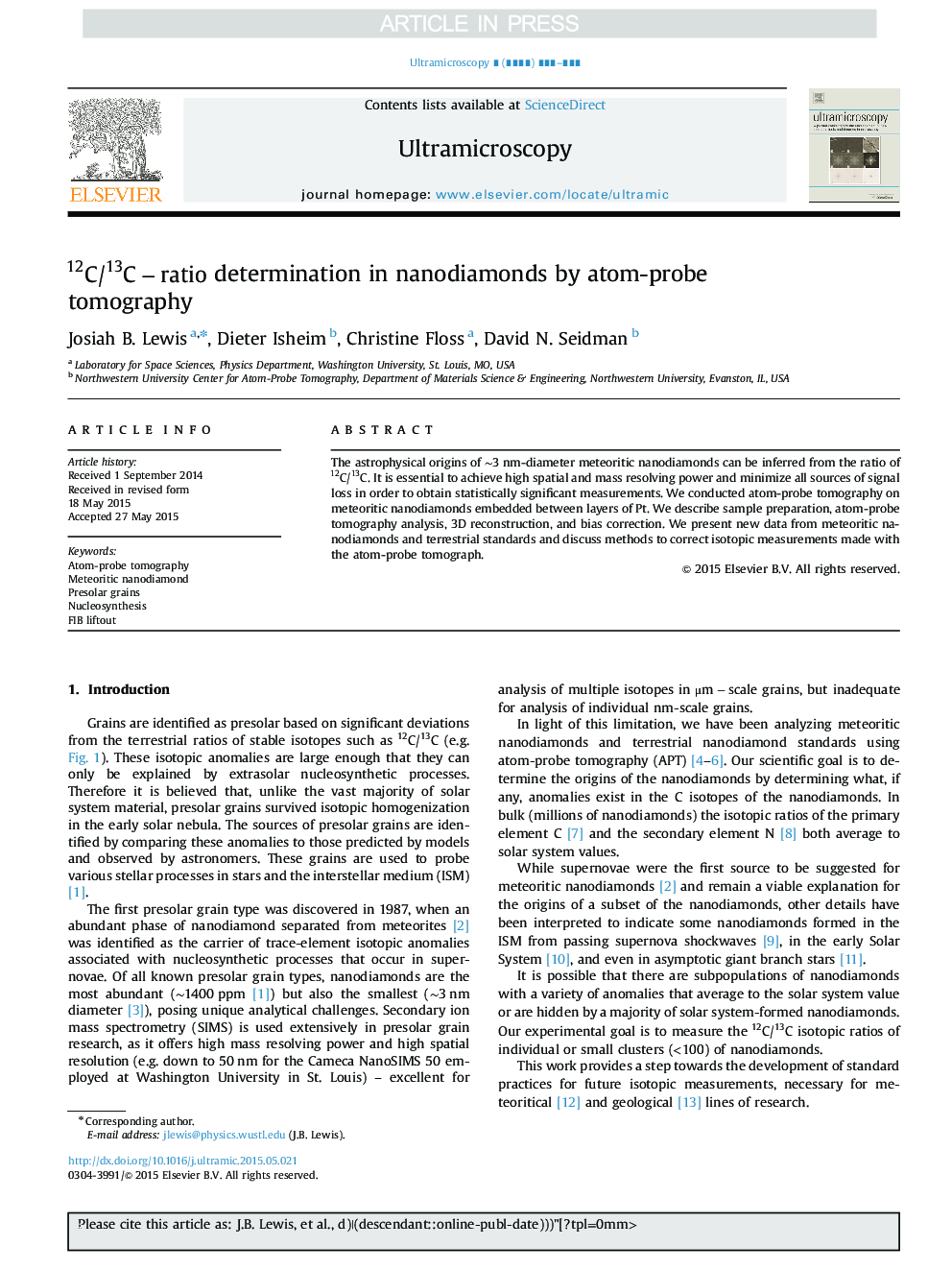 C12/C13-ratio determination in nanodiamonds by atom-probe tomography