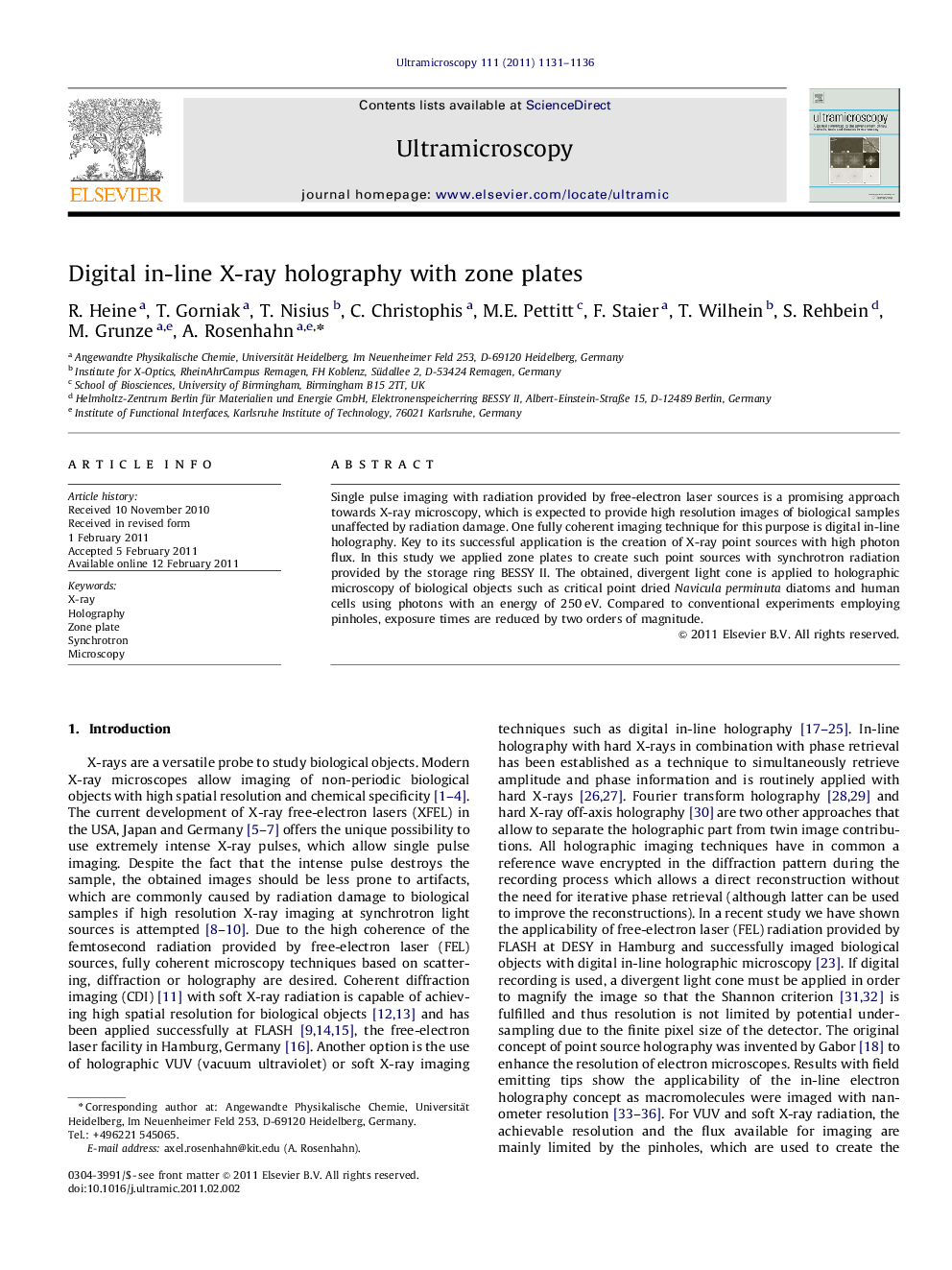 Digital in-line X-ray holography with zone plates