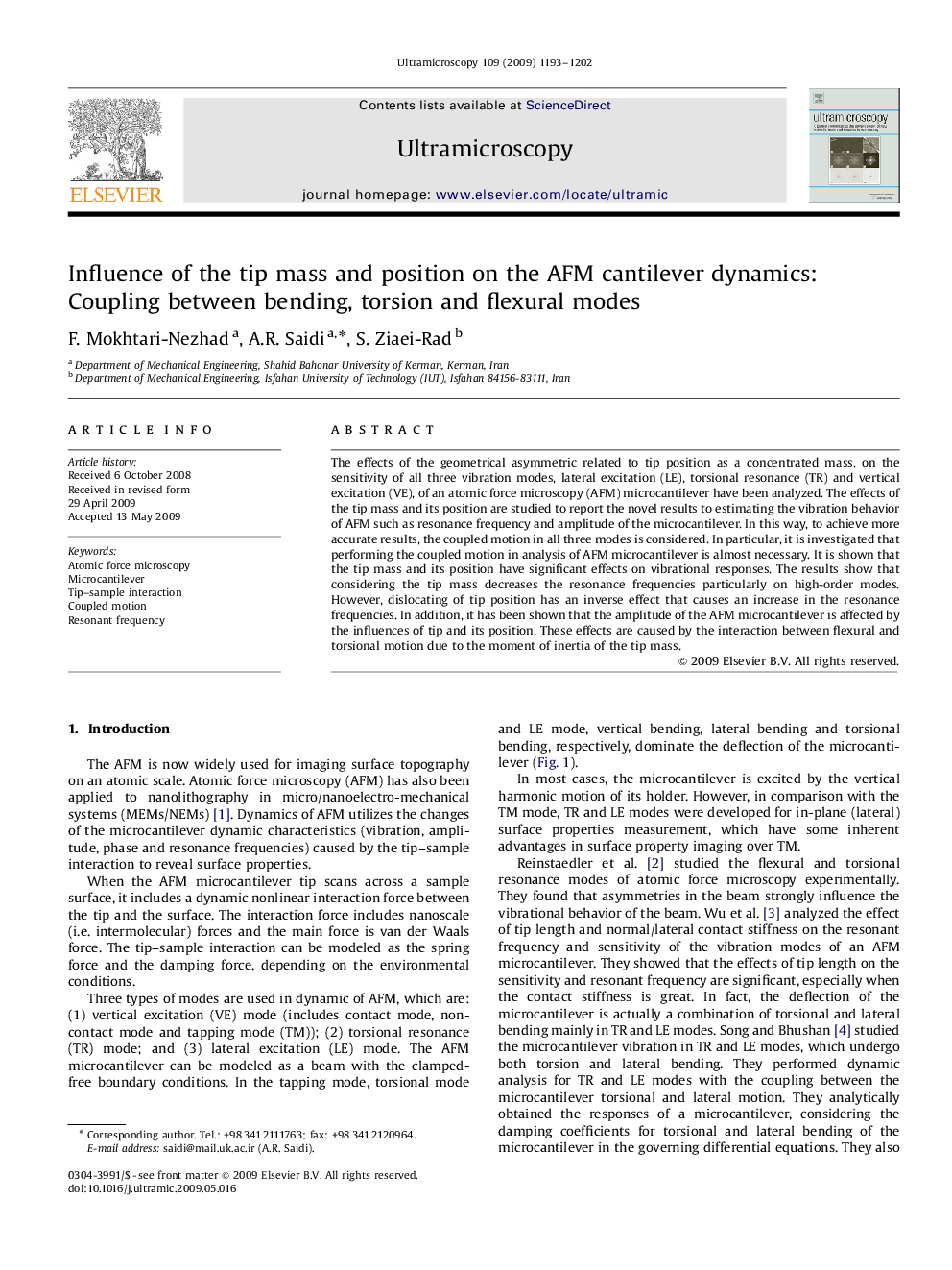 Influence of the tip mass and position on the AFM cantilever dynamics: Coupling between bending, torsion and flexural modes