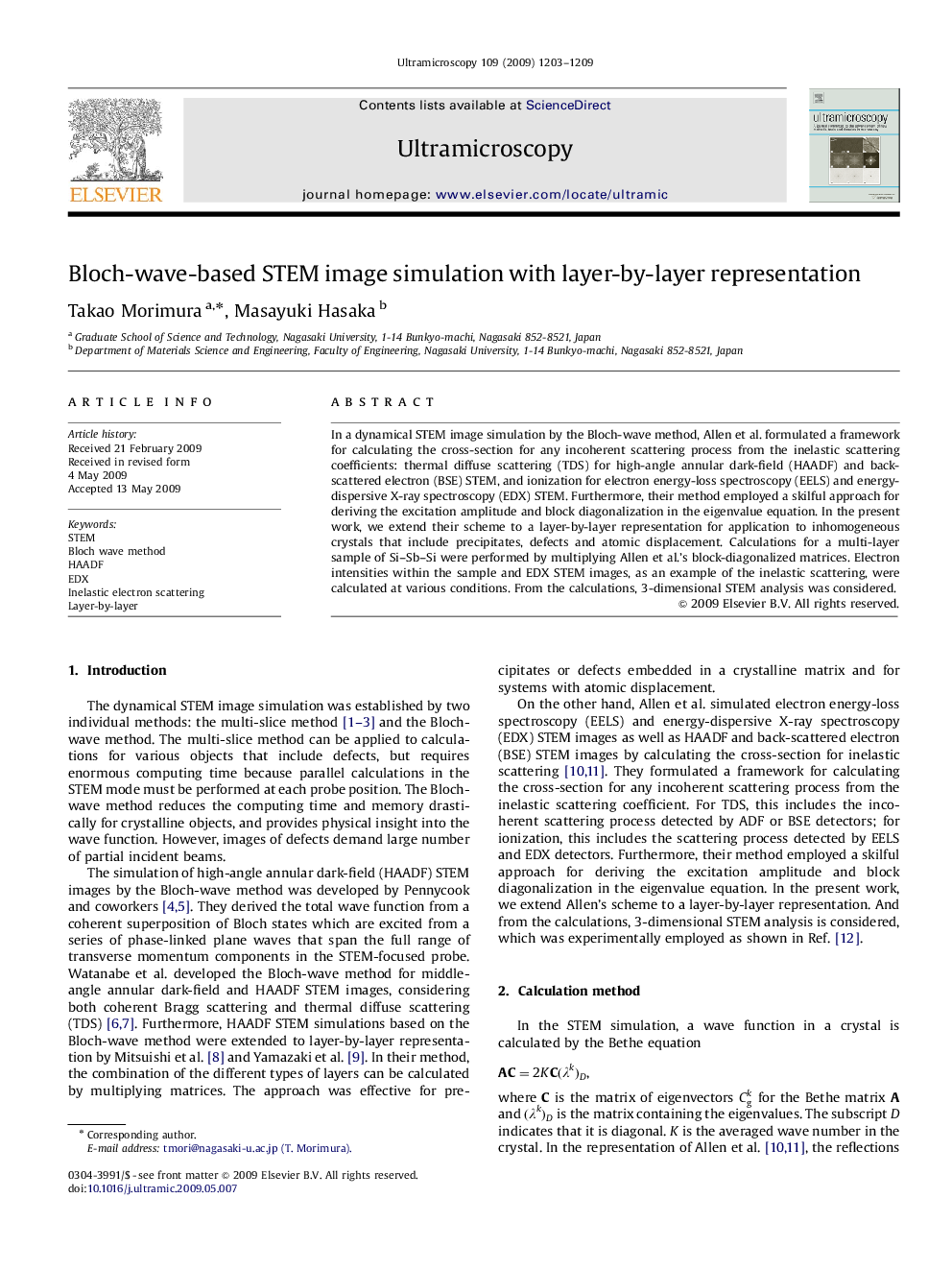 Bloch-wave-based STEM image simulation with layer-by-layer representation