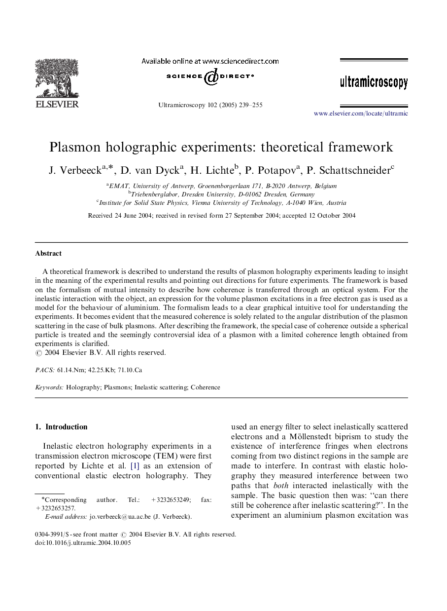 Plasmon holographic experiments: theoretical framework