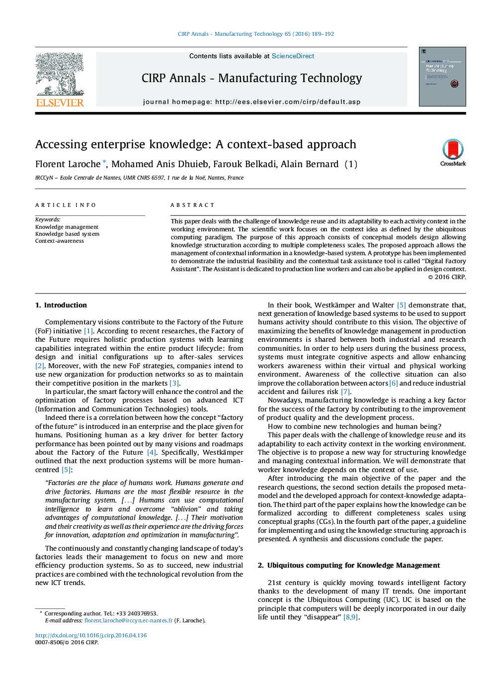 Accessing enterprise knowledge: A context-based approach