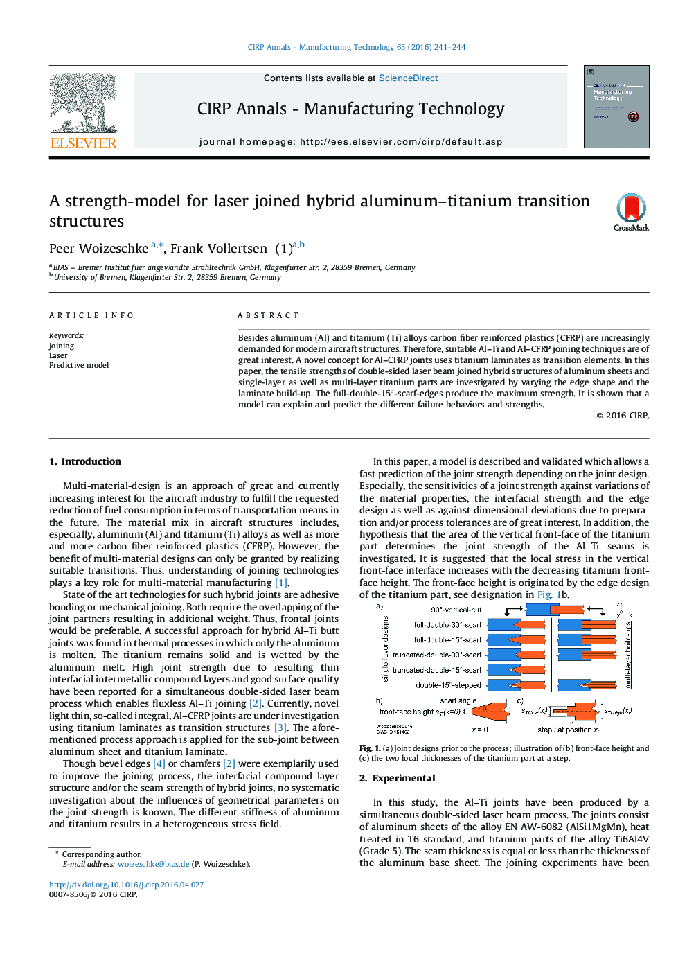 A strength-model for laser joined hybrid aluminum-titanium transition structures